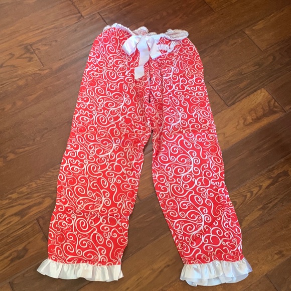 Mud pie PJ bottoms with satin ruffle detail; size Medium - Picture 1 of 3